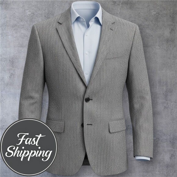 JOS A BANK Mens Blazer Sport Coat Two Button Suit Jacket SILK/LINEN 40L Gray